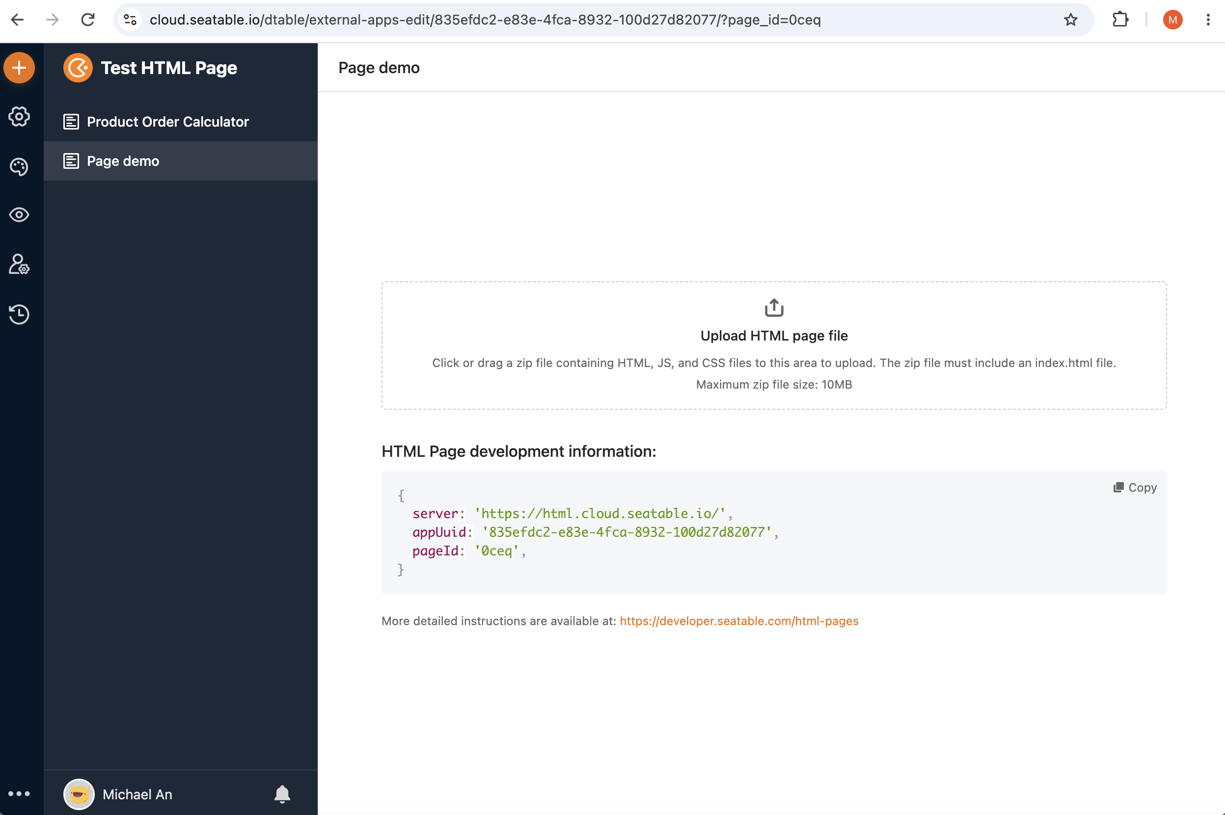 Create an HTML page in the app